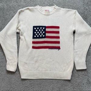 Vintage Walt Disney World Mickey Mouse Inc American Flag Knit Sweater Size Large